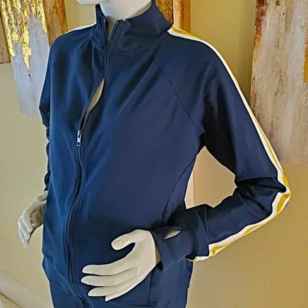 Athletic Blue Striped Track Jacket SZ L (12-14)